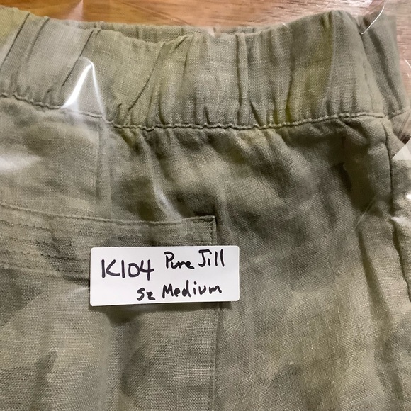 J.Jill Pure Jill Women’s Green Garment-Dyed Linen Roll Tab Hem Crop Pants Sz M - Picture 6 of 7